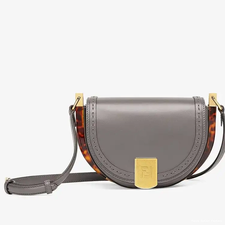 HOT ROMA Moonlight Bag Logo Calf Leather Grey Fendi In 0427
